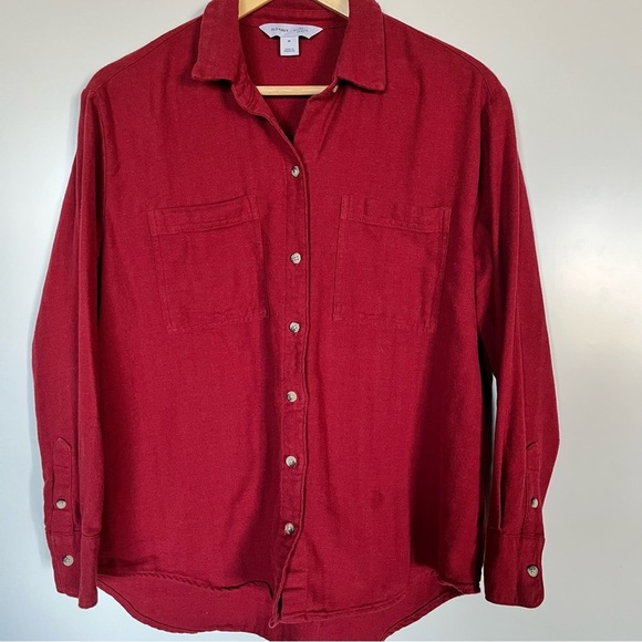 Old Navy The Boyfriend Shirt – Red/Burgundy Flannel, Women’s Size M - Picture 1 of 4